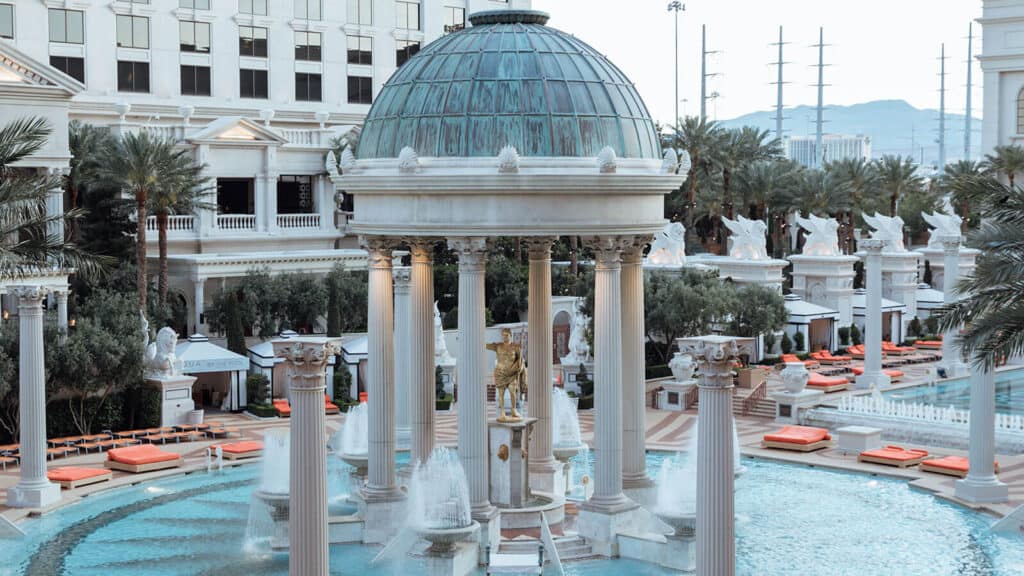 The iconic Temple Pool at Caesars Palace Las Vegas Garden of the Gods Pool Oasis