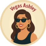 Stylized avatar of Vegas Ashley wearing sunglasses and hoop earrings, smiling confidently in a circular badge with her name above.