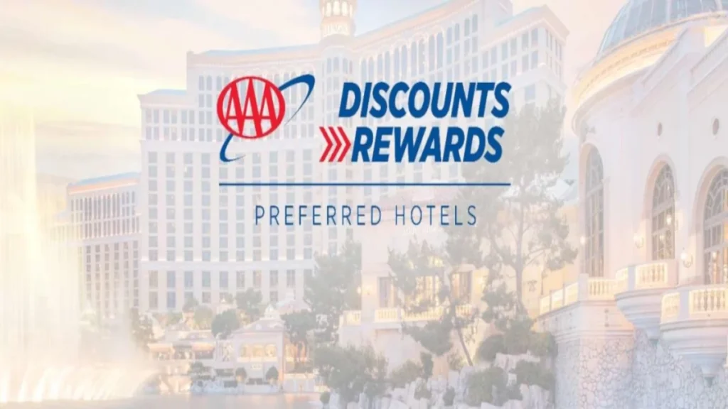 AAA Discounts and Rewards logo confirming preferred hotels for Las Vegas AAA Discounts and savings on the Strip.
