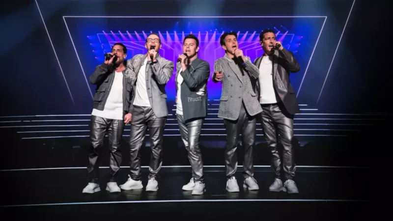 Pop group performing on stage during a concert residency at Dolby Live in Las Vegas