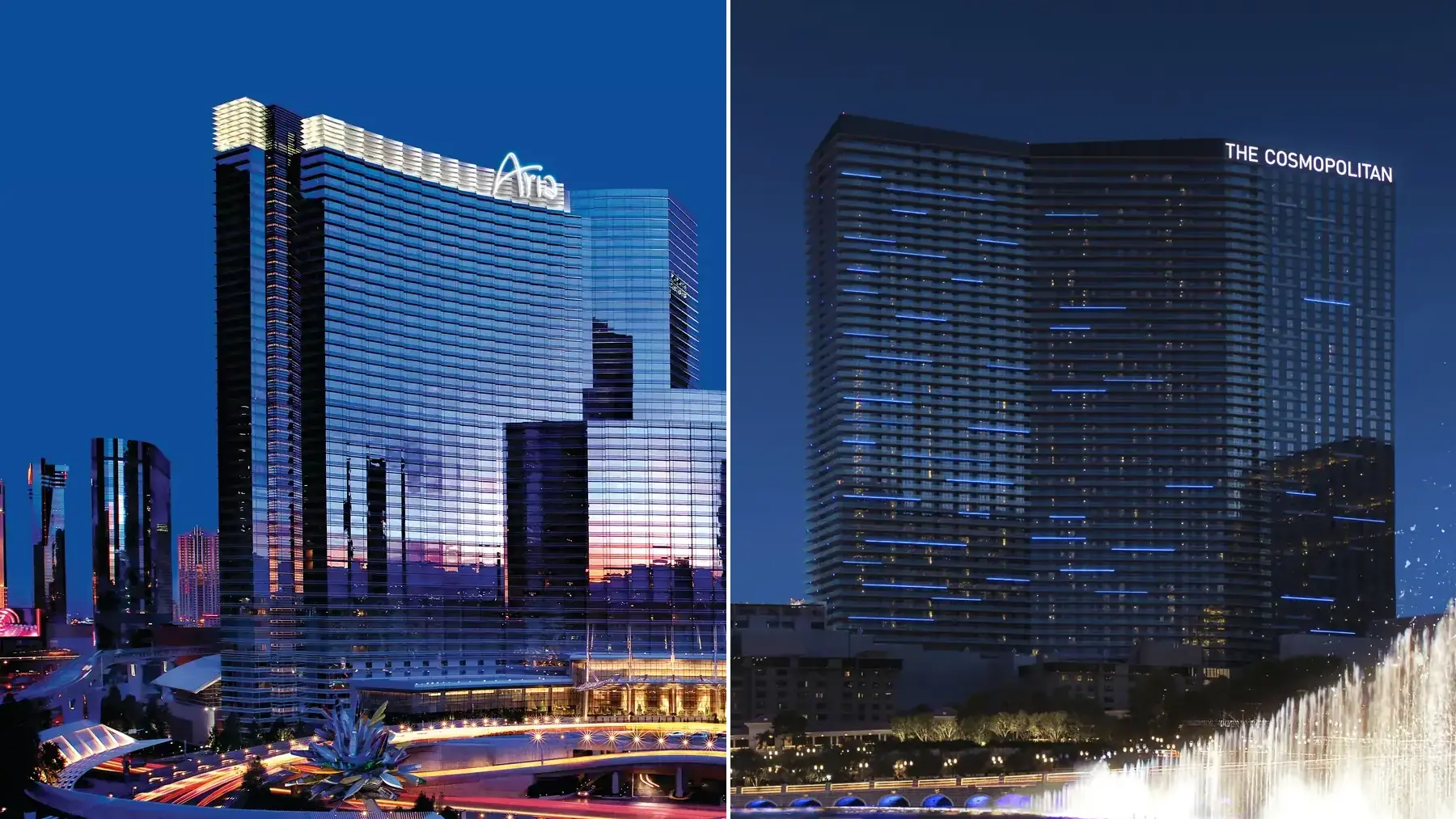 ARIA and The Cosmopolitan hotels on the Las Vegas Strip