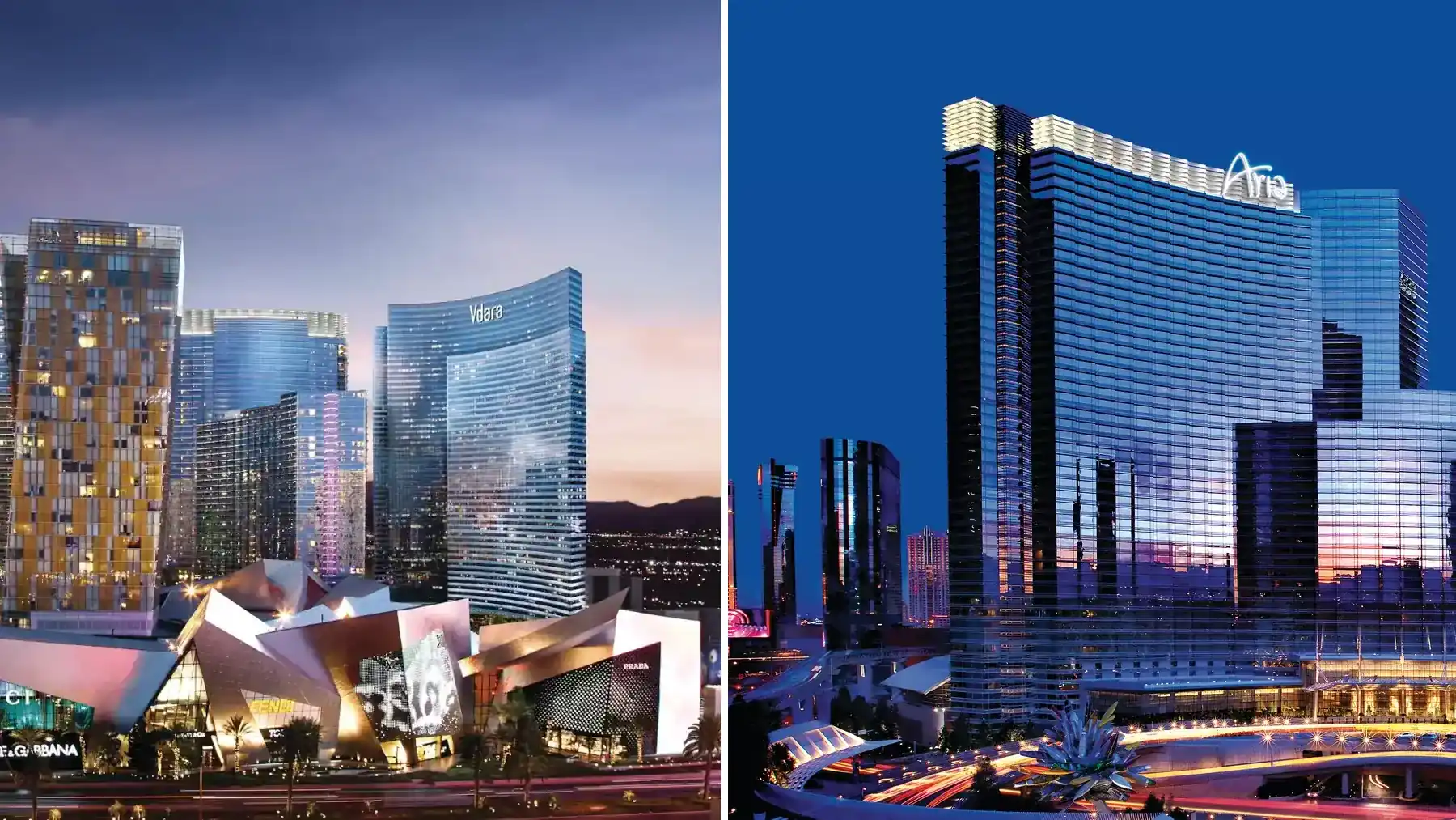 Vdara and ARIA hotel towers in Las Vegas