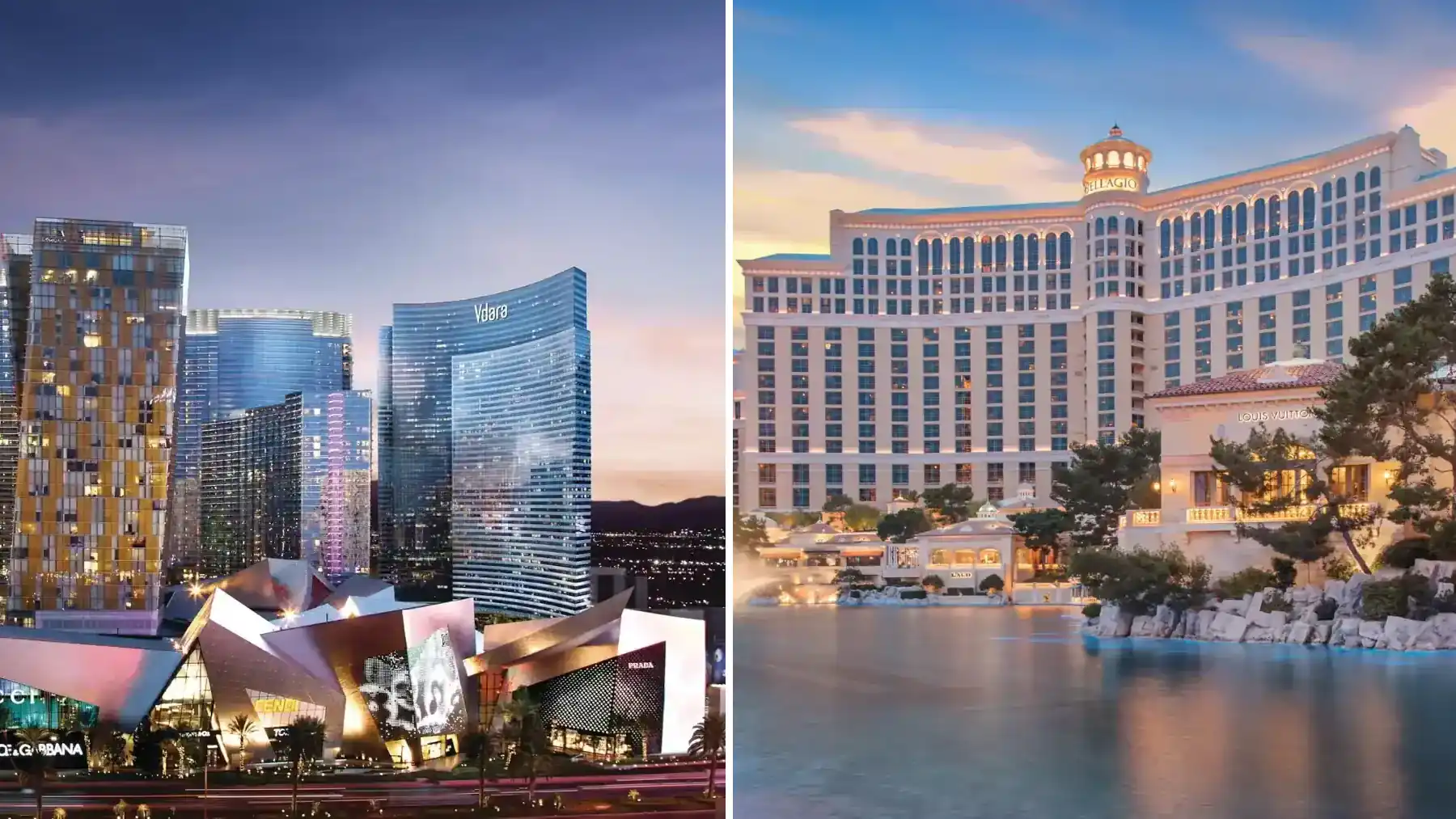 Vdara and Bellagio hotels in Las Vegas