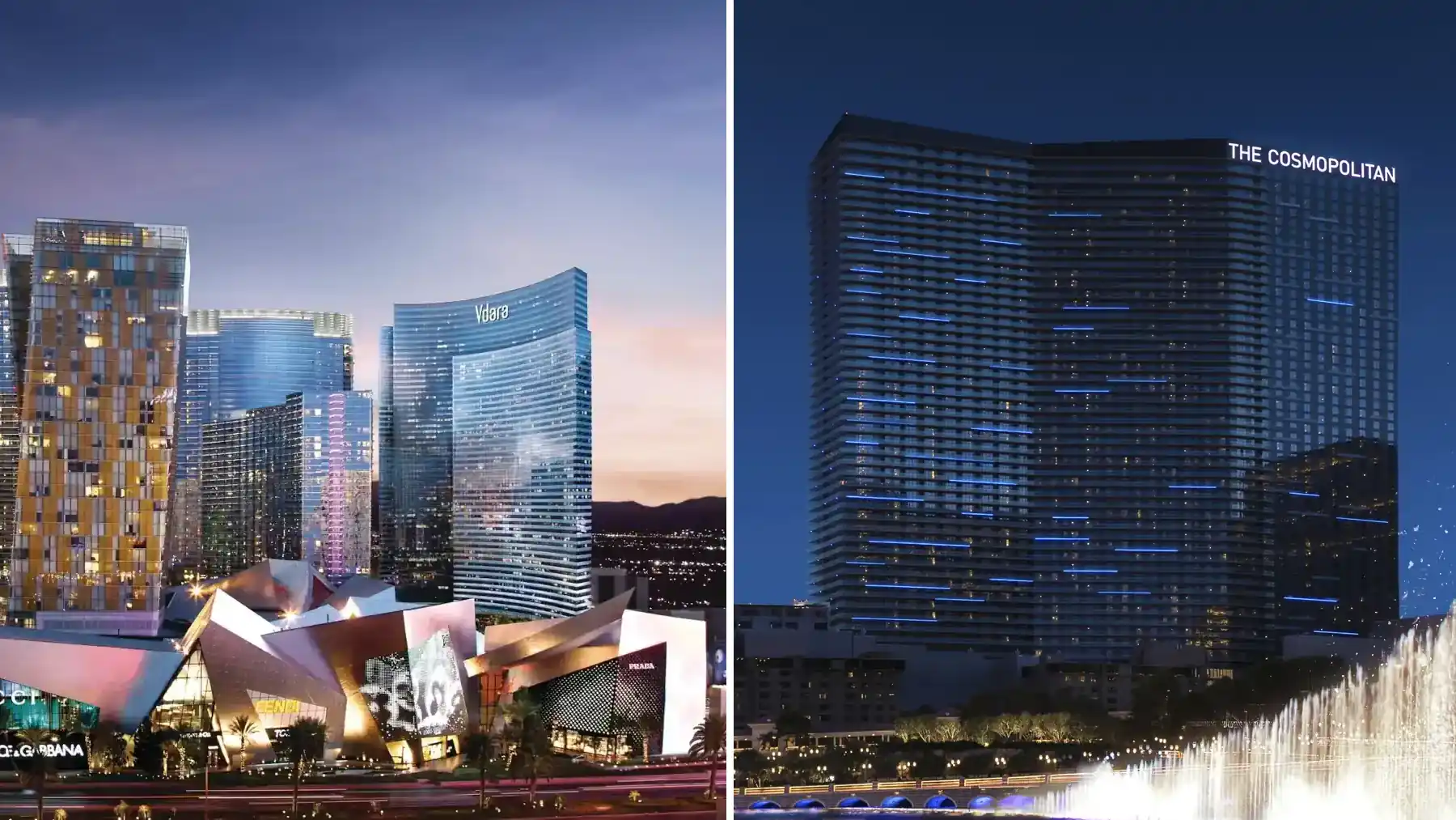Vdara and Cosmopolitan hotels in Las Vegas