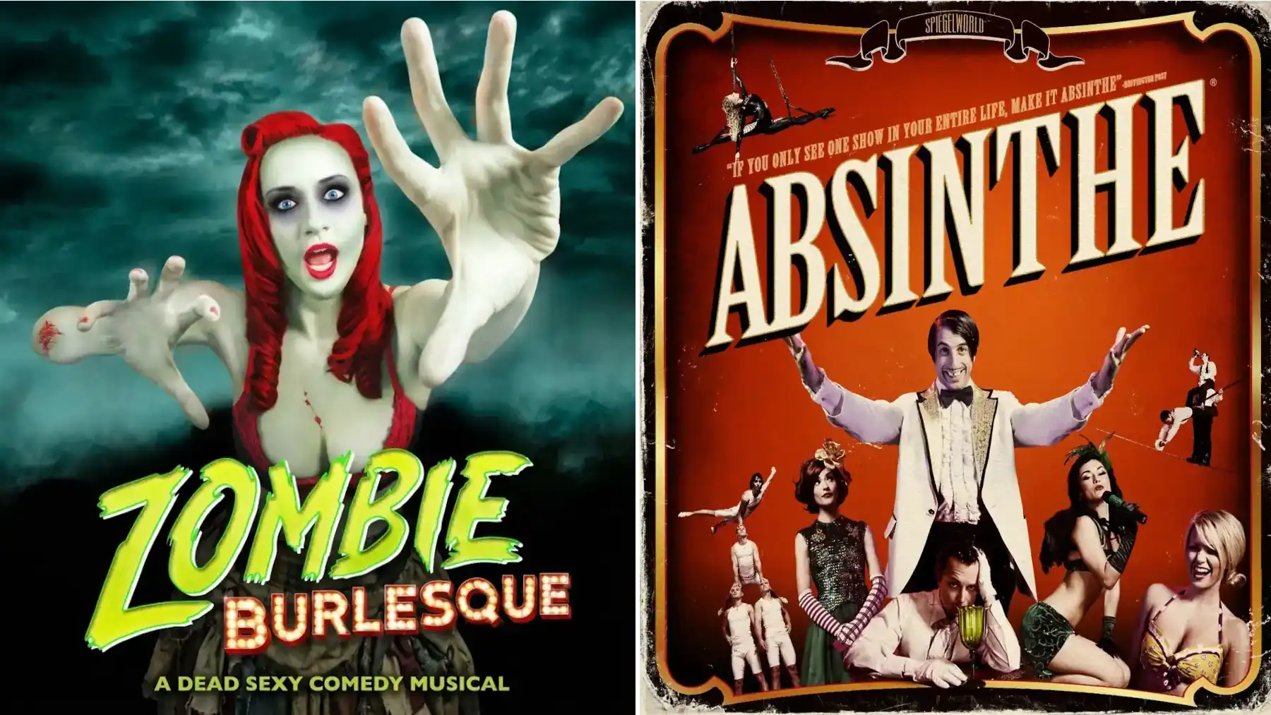 Zombie Burlesque vs Absinthe Las Vegas adult show comparison