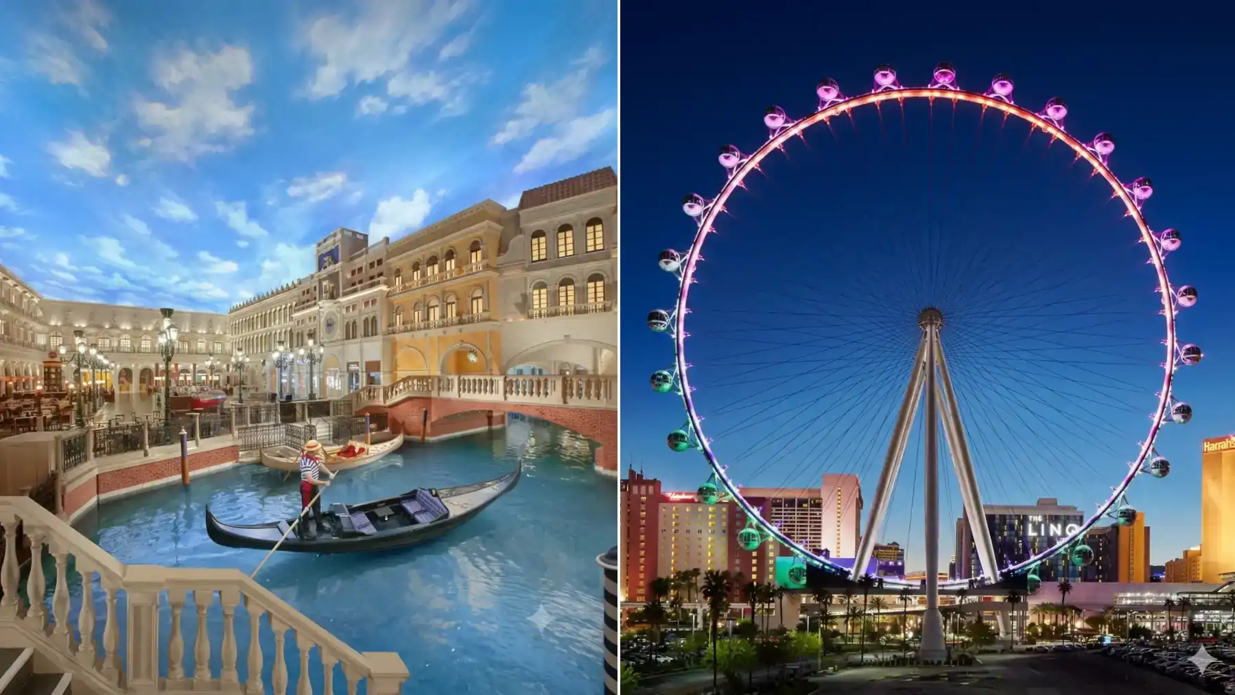 Gondola Rides at The Venetian vs High Roller Las Vegas attraction comparison