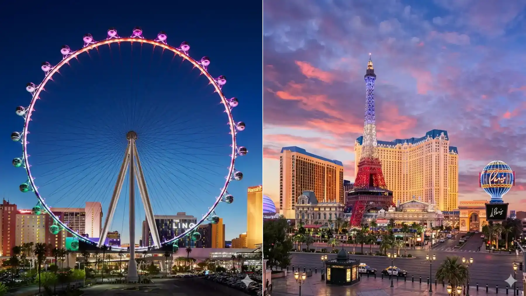 High Roller vs Eiffel Tower Viewing Deck Las Vegas observation attraction comparison
