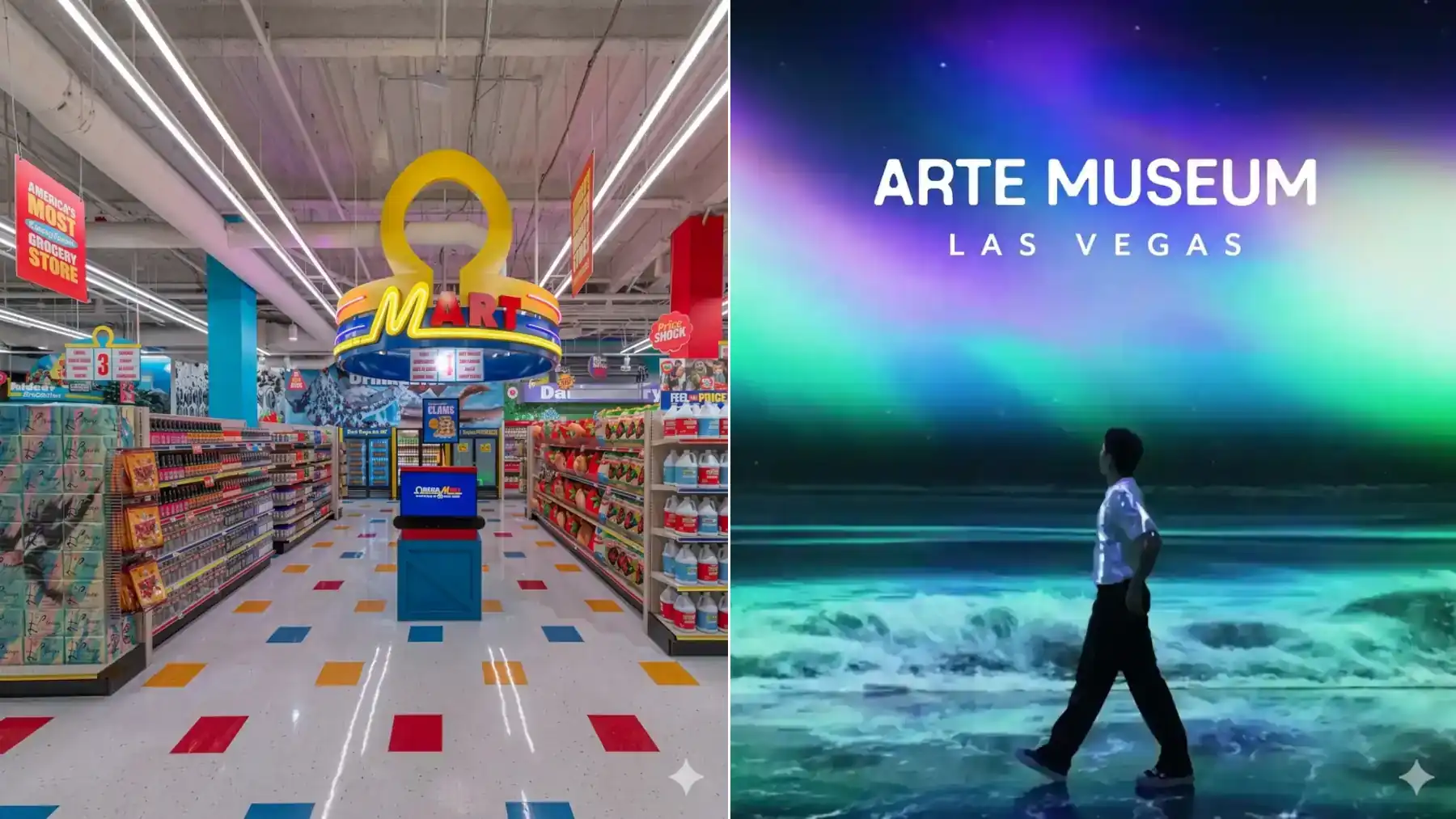 Omega Mart vs Arte Museum Las Vegas immersive attraction comparison