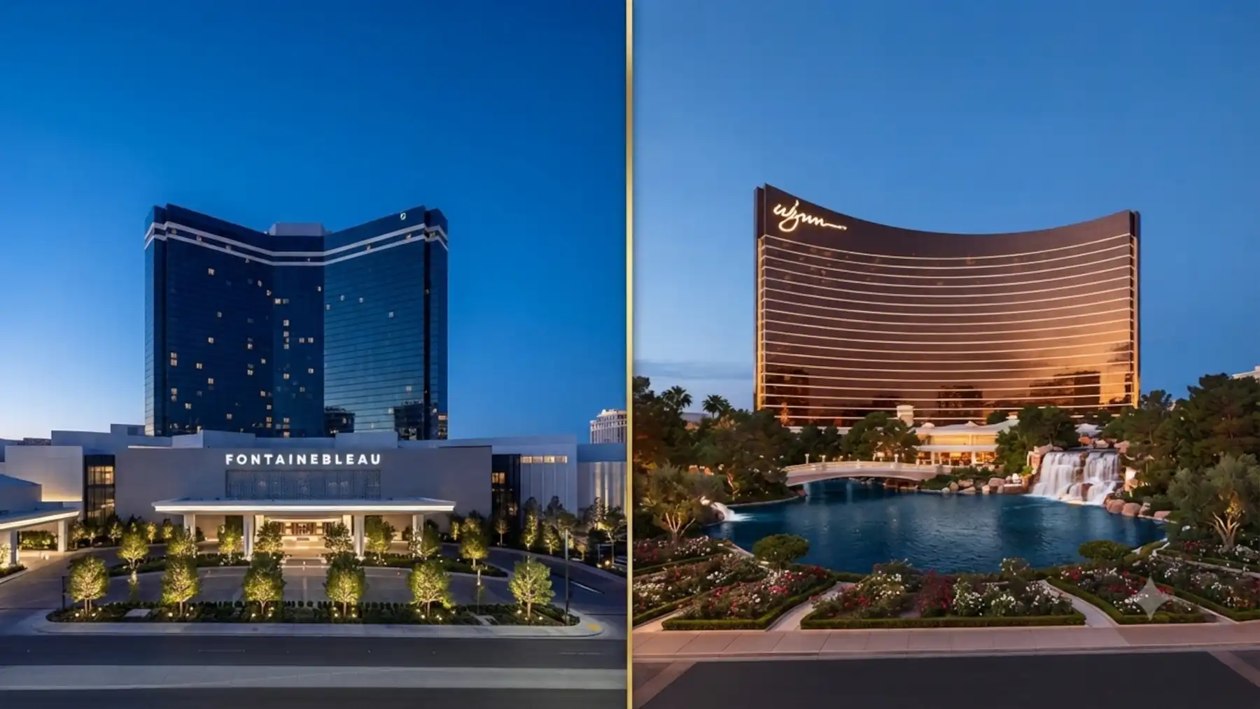 Fontainebleau and Wynn Las Vegas hotels on the north Strip