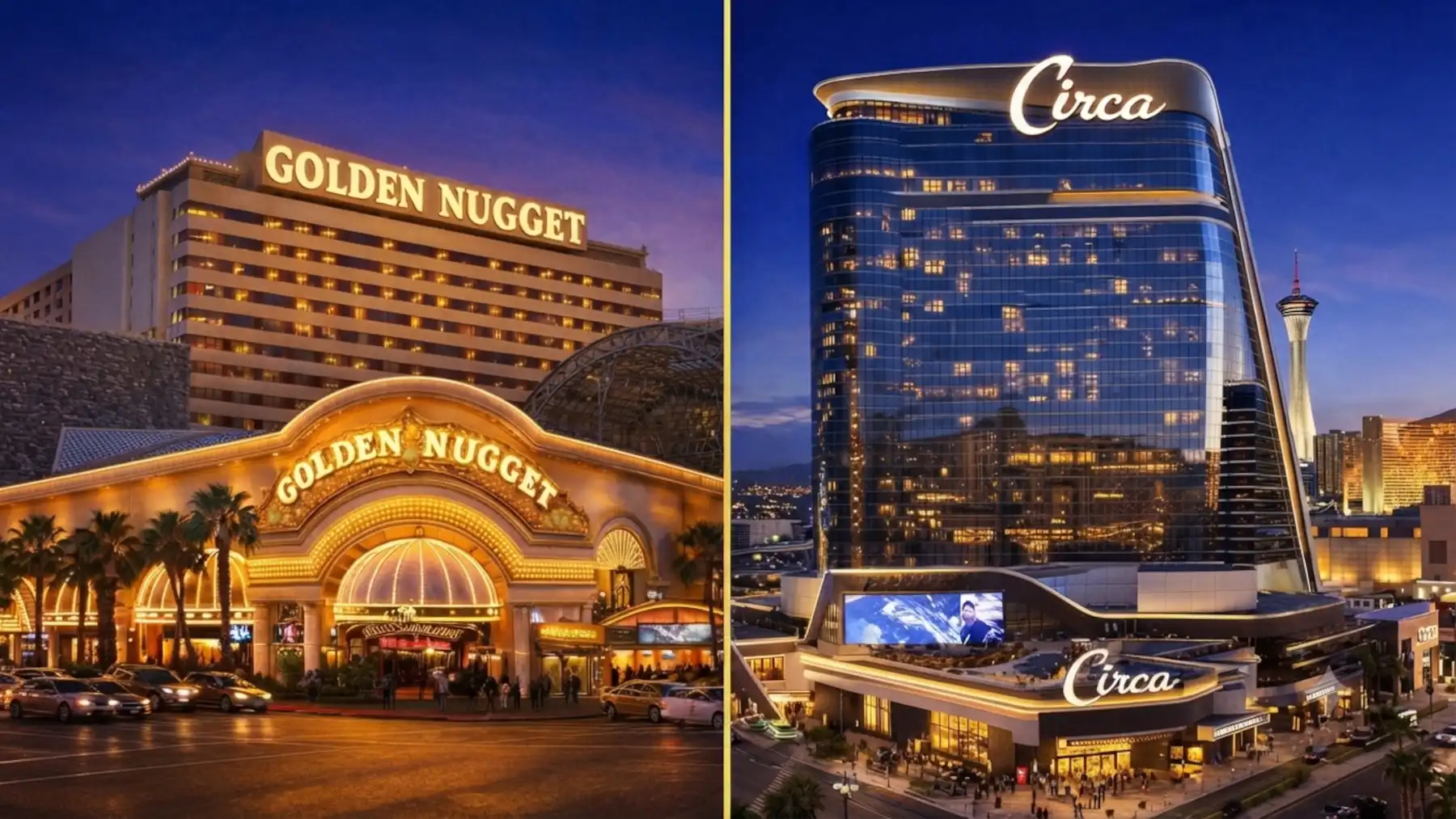 Golden Nugget and Circa hotels in Downtown Las Vegas