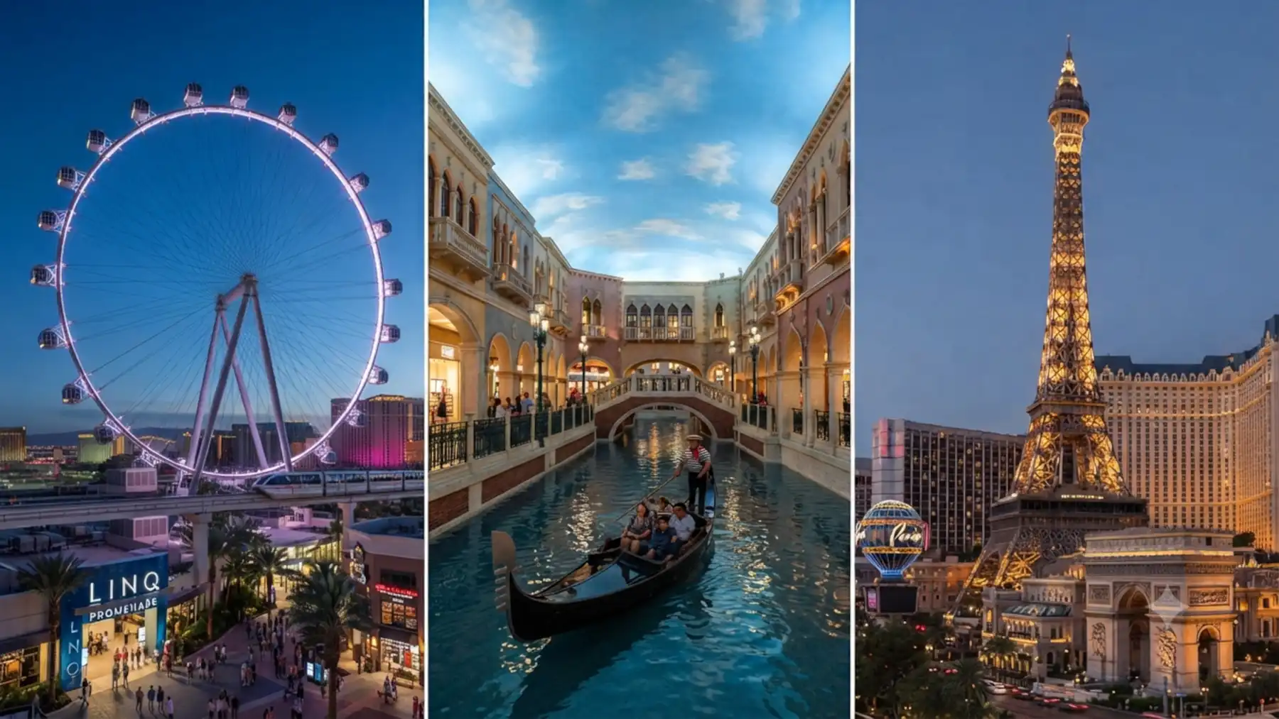 High Roller, Gondola Rides at The Venetian, and Eiffel Tower Viewing Deck in Las Vegas