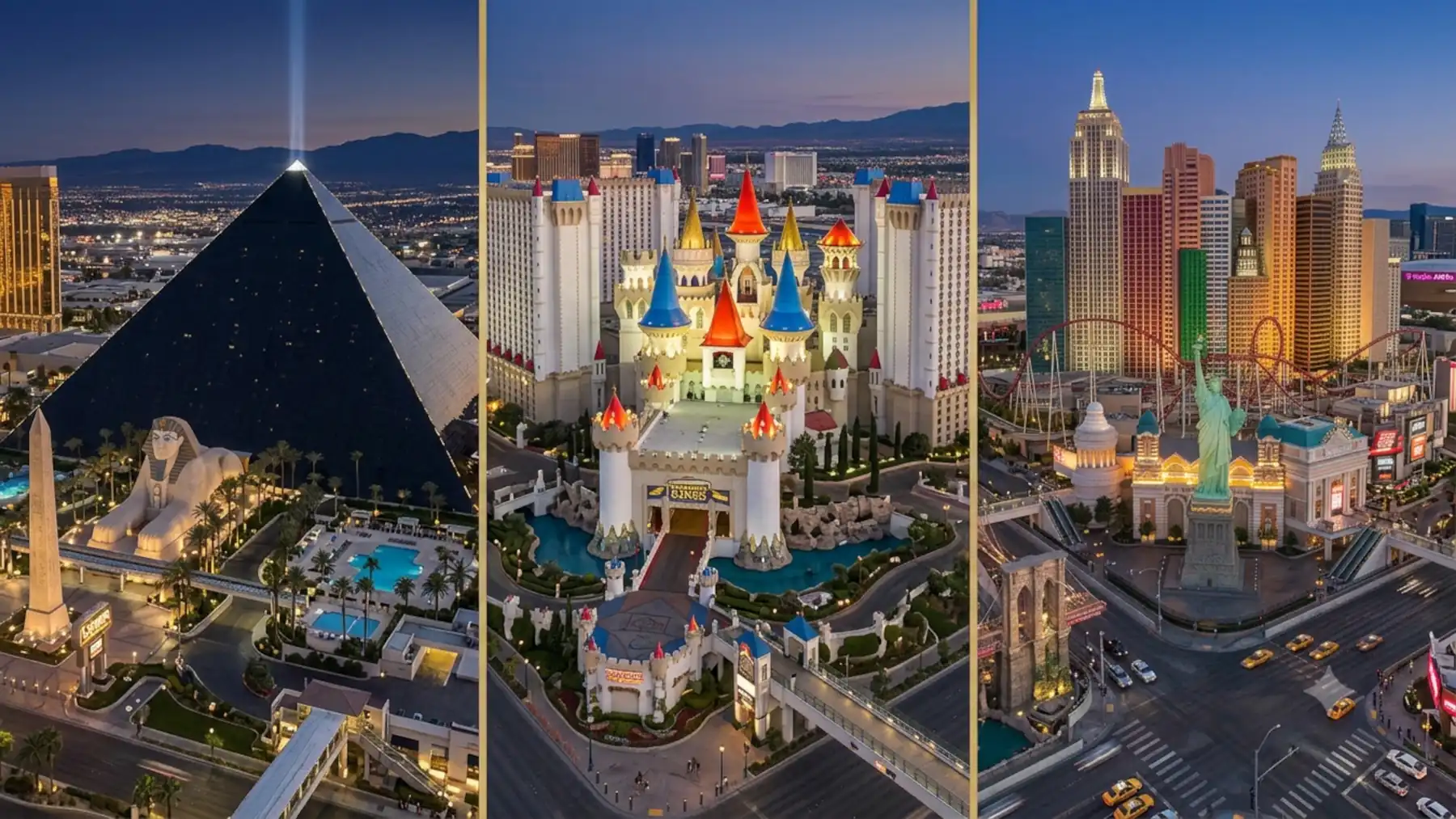 Luxor Excalibur and New York-New York Las Vegas hotel comparison